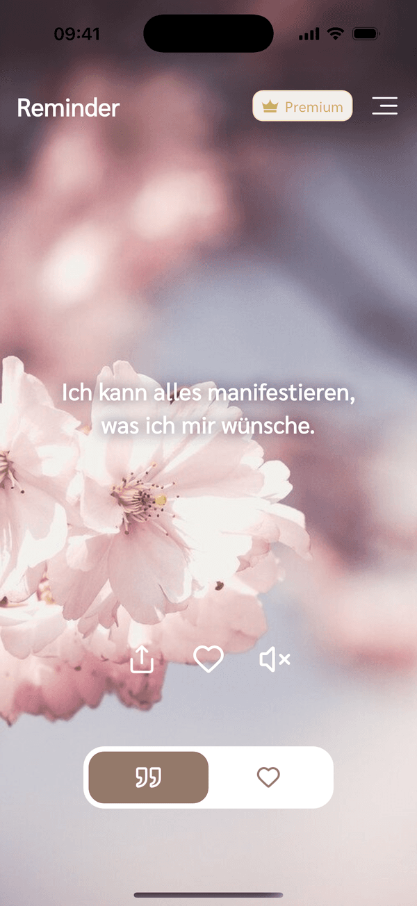 Lebenskompass Reminder mit einer Affirmation auf dem Startbildschirm